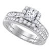 1.25 CTW Princess Diamond Halo Bridal Engagement Ring 14KT White Gold - REF-240M2H