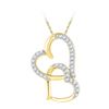 Image 1 : 0.10 CTW Diamond Linked Double Heart Pendant 10KT Yellow Gold - REF-8X9Y