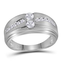0.63 CTW Mens Diamond Wedding Ring 10KT White Gold - REF-75X2Y