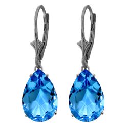 Genuine 13 ctw Blue Topaz Earrings Jewelry 14KT White Gold - REF-48M4T