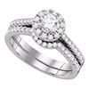 0.50 CTW Diamond Halo Bridal Engagement Ring 14KT White Gold - REF-82Y4X