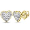 0.05 CTW Diamond Heart Stud Earrings 10KT Yellow Gold - REF-7Y4X