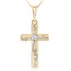 Genuine 0.05 ctw Diamond Anniversary Necklace Jewelry 14KT Yellow Gold - REF-36V2W