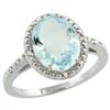 Natural 2.12 ctw Aquamarine & Diamond Engagement Ring 14K White Gold - REF-44V7F