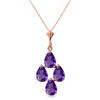 Genuine 1.50 ctw Amethyst Necklace Jewelry 14KT Rose Gold - REF-20V4W