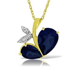 Genuine 5.36 ctw Sapphire & Diamond Necklace Jewelry 14KT Yellow Gold - REF-84T3A