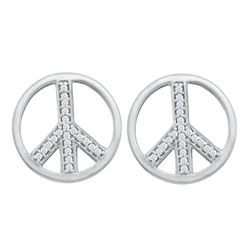 0.15 CTW Diamond Peace Sign Stud Earrings 10KT White Gold - REF-13X4Y