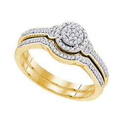 0.25 CTW Diamond Cluster Bridal Engagement Ring 10KT Yellow Gold - REF-32X9Y