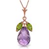Genuine 7.2 ctw Amethyst & Peridot Necklace Jewelry 14KT Rose Gold - REF-30Y5F