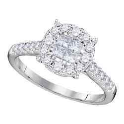 0.75 CTW Princess Diamond Soleil Cluster Bridal Engagement Ring 14KT White Gold - REF-75X2Y