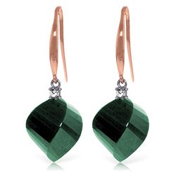 Genuine 30.6 ctw Green Sapphire Corundum & Diamond Earrings Jewelry 14KT Rose Gold - REF-51R9P