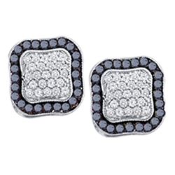 0.97 CTW Black Color Diamond Cluster Earrings 10KT White Gold - REF-37W5K