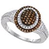 0.50 CTW Brown Color Diamond Oval Cluster Ring 10KT White Gold - REF-40N4F