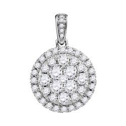 1.01 CTW Diamond Cluster Pendant 14KT White Gold - REF-97F4N