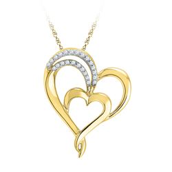 0.12 CTW Diamond Heart Love Pendant 10KT Yellow Gold - REF-16M4H