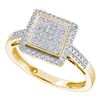 Image 1 : 0.30 CTW Diamond Square Cluster Ring 10KT Yellow Gold - REF-30M2H