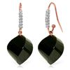 Genuine 31.18 ctw Black Spinel & Diamond Earrings Jewelry 14KT Rose Gold - REF-54V2W