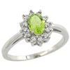 Image 1 : Natural 0.67 ctw Peridot & Diamond Engagement Ring 14K White Gold - REF-48G6M