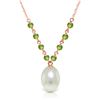 Genuine 5 ctw Pearl & Peridot Necklace Jewelry 14KT Rose Gold - REF-25P4H