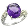 Natural 6.45 ctw amethyst & Diamond Engagement Ring 14K White Gold - REF-54A3V