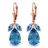 Genuine 13 ctw Blue Topaz Earrings Jewelry 14KT Rose Gold - REF-61K2V
