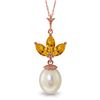 Genuine 4.75 ctw Citrine & Pearl Necklace Jewelry 14KT Rose Gold - REF-24V3W