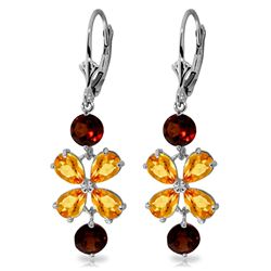 Genuine 5.32 ctw Citrine & Garnet Earrings Jewelry 14KT White Gold - REF-50Y3F