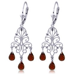 Genuine 3.75 ctw Garnet Earrings Jewelry 14KT White Gold - REF-46X7M