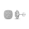 1.52 CTW Diamond Double Square Cluster Earrings 14KT White Gold - REF-142K4W