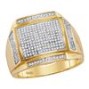 Image 1 : 0.46 CTW Mens Pave-set Diamond Square Cluster Ring 10KT Yellow Gold - REF-64Y4X