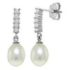 Genuine 8.15 ctw Pearl & Diamond Earrings Jewelry 14KT Rose Gold - REF-33W2Y