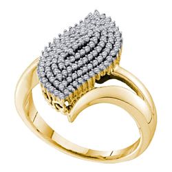 0.40 CTW Diamond Oval Cluster Ring 10KT Yellow Gold - REF-30M2H