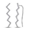 0.15 CTW Diamond Zig Zag Climber Earrings 10KT White Gold - REF-10M5H