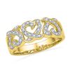 Image 1 : 0.20 CTW Diamond Triple Heart Ring 10KT Yellow Gold - REF-22W4K