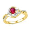 Image 1 : 0.77 CTW Created Ruby Solitaire Diamond Ring 10KT Yellow Gold - REF-25X4Y