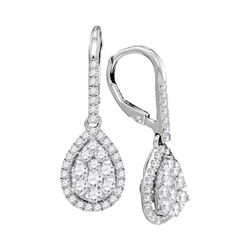 1.37 CTW Diamond Leverback Teardrop Dangle Earrings 14KT White Gold - REF-119F9N