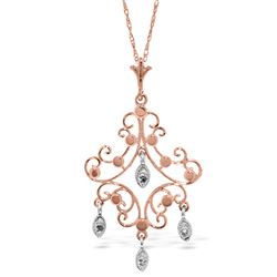 Genuine 0.02 ctw Diamond Anniversary Necklace Jewelry 14KT Rose Gold - REF-36V5W