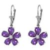 Genuine 4.43 ctw Amethyst & Diamond Earrings Jewelry 14KT White Gold - REF-49Y8F