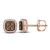 0.50 CTW Cognac-brown Color Diamond Square Cluster Earrings 10KT Rose Gold - REF-44F9N