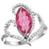Natural 3.33 ctw Pink-topaz & Diamond Engagement Ring 14K White Gold - REF-77G5M