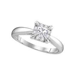 0.50 CTW Princess Diamond Solitaire Bridal Engagement Ring 14KT White Gold - REF-97Y4X