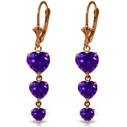 Genuine 6 ctw Amethyst Earrings Jewelry 14KT Rose Gold - REF-66H9X