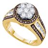 Image 1 : 1.38 CTW Brown Color Diamond Flower Cluster Ring 10KT Yellow Gold - REF-127K4W