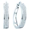 Image 1 : 0.20 CTW Diamond Hoop Earrings 10KT White Gold - REF-18M7H