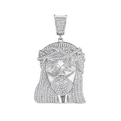 1.9 CTW Mens Diamond Jesus Head Pendant 10KT White Gold - REF-112K5W