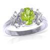 Genuine 0.97 ctw Peridot & Diamond Ring Jewelry 14KT White Gold - REF-59V2W