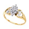 Image 1 : 0.15 CTW Prong-set Diamond Cluster Heart Mom Ring 10KT Yellow Gold - REF-11X2Y