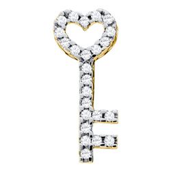 0.25 CTW Diamond Key Heart Pendant 10KT Yellow Gold - REF-18W2K