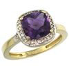 Natural 3.94 ctw Amethyst & Diamond Engagement Ring 14K Yellow Gold - REF-38R3Z
