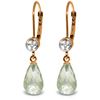 Genuine 4.53 ctw Green Amethyst & Diamond Earrings Jewelry 14KT Rose Gold - REF-29A3K